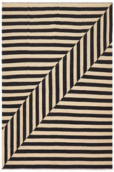 Flat Weave Kilim Antique Navaho Vintage handmade Modern Kilim Beige Black Hand-Woven Rectangle 100% Wool Area Rug 8x10